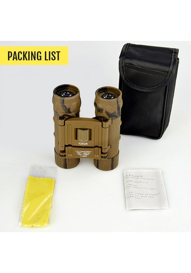 Yaozixa Kamuflaj Bak4 Prisma Binokül, 12x25 Fmc Kaplama, Yüksek Kaliteli Görüntü, Işık Geçirgenliği 90%, Dış Mekan, Av, Kusbakımı, Siyah Beyaz Görüş