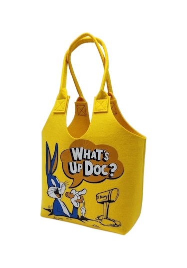Plaj Çantası Süper Sevimli Karikatür Keçe Çanta Dolunay-sarı Sarı