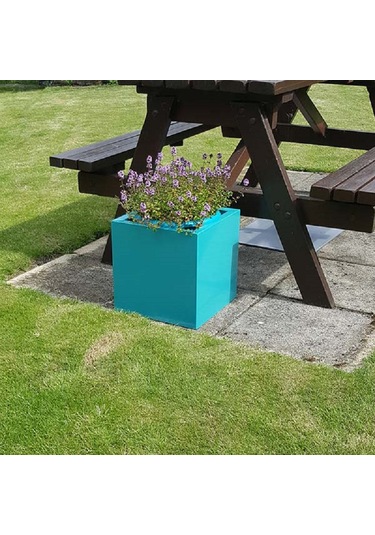 Mofiba Fiberglass Saksı Kare 30cm 30cm 30h Cm Turkuaz