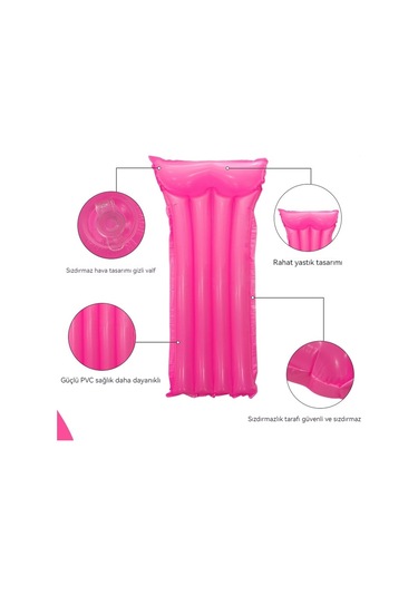 Ikkb Yetişkin Düz Renk Yüzen Su Şezlong Pvc Katlanabilir Şişme Yatak Gül Kırmızı