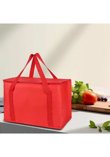 Büyük Yalıtımlı Piknik Çantası Fermuarlı Öğle Yemeği Çantası Yeniden Kullanılabilir Market Taşıma Çantası Kamp Piknik Seyahat İçin İçecek Soğutucu Çanta Gri