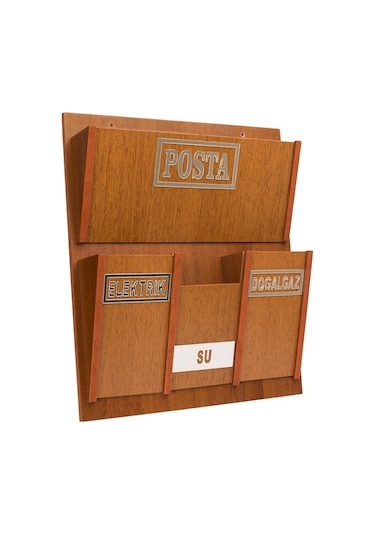 Ahşap Ortak Fatura Ve Posta Kutusu 2 Renk Ceviz Akça (417079355)
