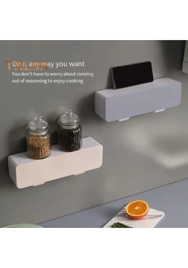 Pazly Şeffaf Kapaklı Büyük Kapasiteli Toz/su Geçirmez Duvara Monte Baharat Kutusu Kaşık Seti İle Şeffaf