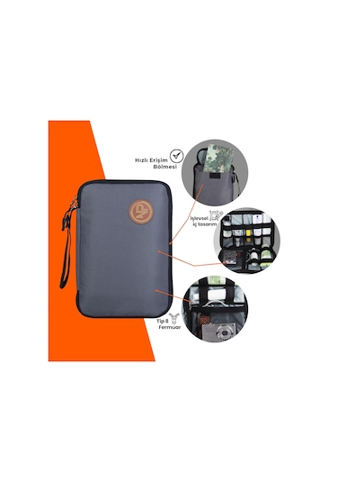 Npo Array Kablo Makyaj ve Aksesuar Organizer Çantası Gri