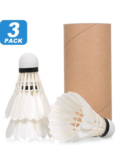 Aubyhe 3 Adet Fiber Kork Başlı Plastik Badminton Topları Beyaz/sarı Seçenekli - Kutu Paketli