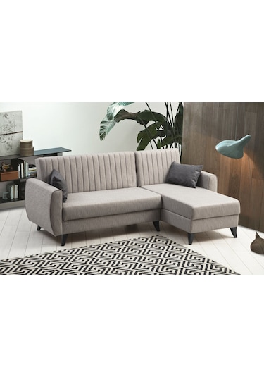 Minarmobilya Alkon Sandıklı Bazalı L Köşe Koltuk Ve Berjer - Açık Gri
