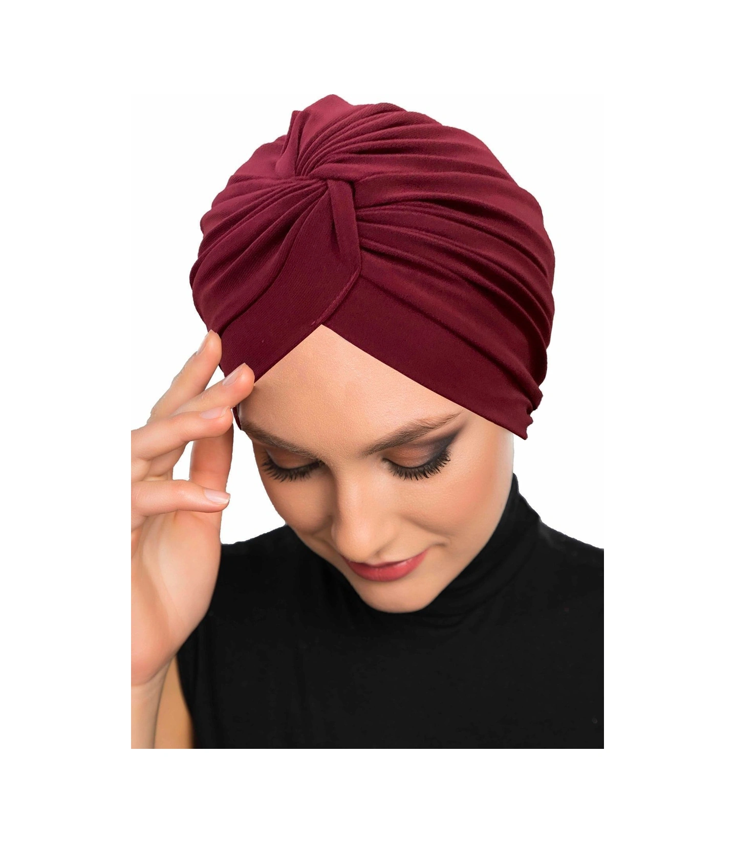 Çapraz Kancalı Bordo Hazır Türban Tesettür Dış Ve Havuz Bonesi Bordo