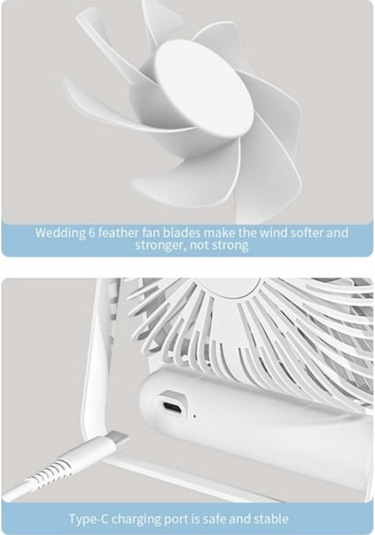 Gajeena Beyaz Usb Taşınabilir Masa Fanı - 3 Hızlı, 180 Dönebilen, Ultra Sessiz Ev/ofis/outdoor Soğutucu