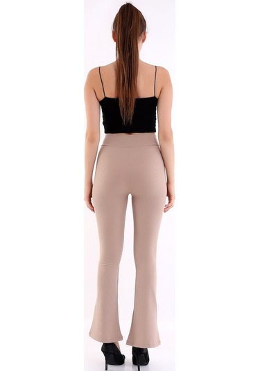 Kadın Bej Yüksek Bel Fitilli Dayanıklı Örme Kumaş Toparlayıcı IspBej