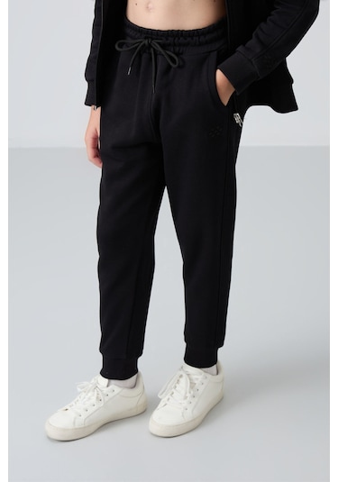 Tommy Life Siyah Pamuklu İçi Tüylü Yumuşak Dokulu Standart Fit Nakışlı Kız Çocuk Eşofman Takım - 75148 Siyah