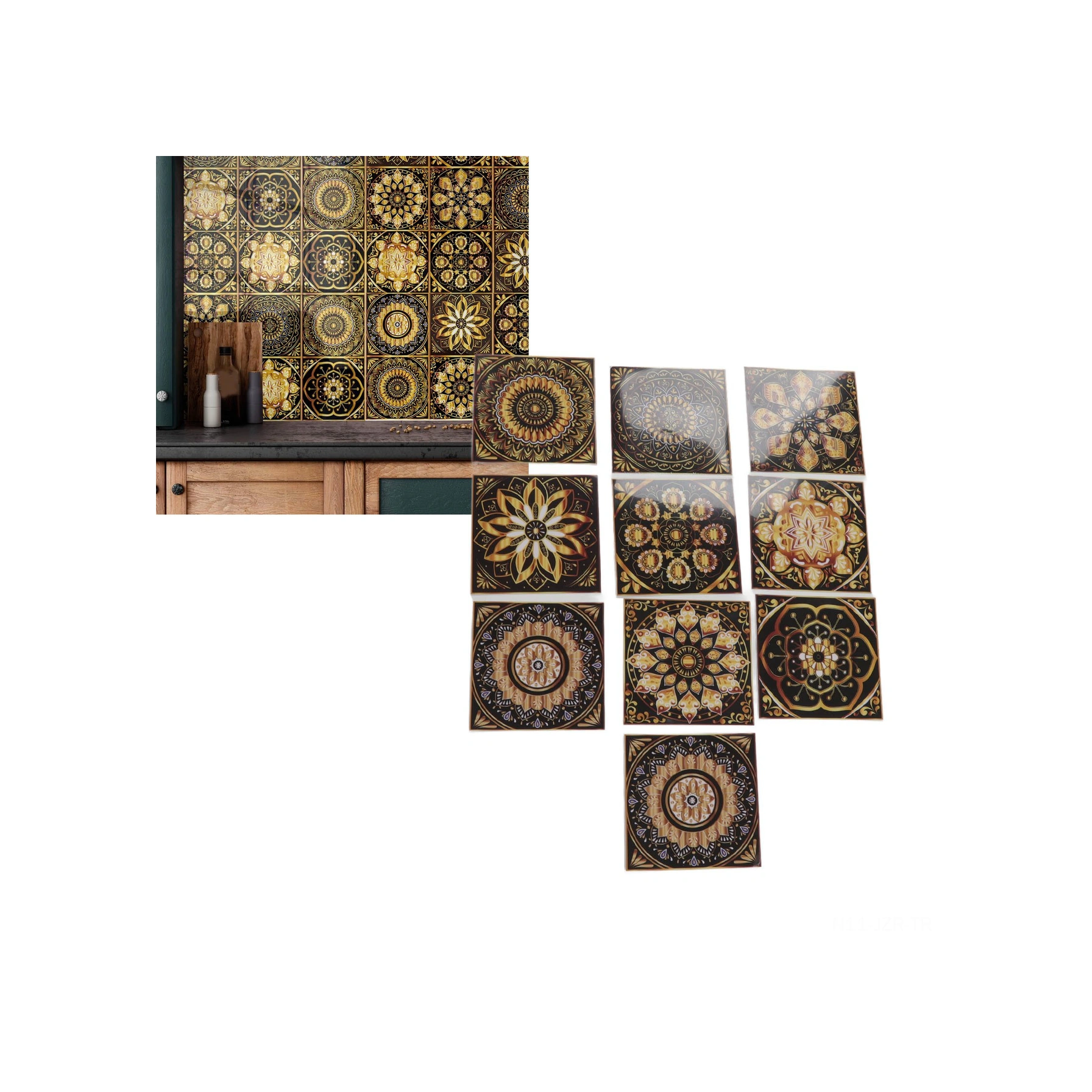 Geeroyoo 10 Adet 15x15cm Mandra Desenli Pvc Duvar Sticker - Suya Ve Yağa Dayanıklı, Otomatik Yapışkan Arka, Mutfak/banyo Dekorasyonu Rastgele Model Diğer