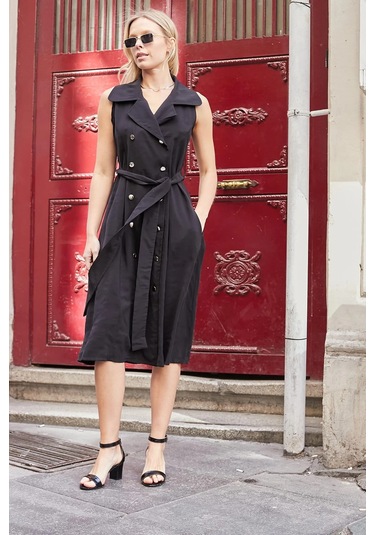 Kadın İpeksi Modal Likrasız Kumaş Anvelop Kruvaze Yakalı Cepli Bağcıklı Midi Boy Diz Altı Elbise-siyah Siyah Kadın İpeksi Modal Likrasız Kumaş Anvelop Kruvaze Yakalı Cepli Bağcıklı Midi Boy Diz Altı Elbise-siyah Siyah