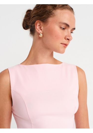 Dilvin 50281 Peplum Top-toz Pembe Toz Pembe