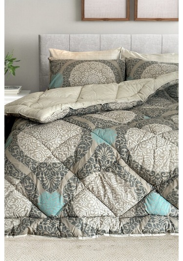 Alla Turca 4 Yastık Kılıflı Çift Taraflı Desenli Uyku Seti-azure Bej