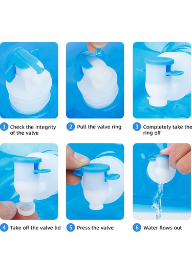 Geeksen 10l Mavi Çevre Dostu Katlanabilir Su Depolama Çanta, Yemek Dereceli Malzeme, Valfli,野营 Ve Araç İçin Taşınabilir Su Kutusu Mavi