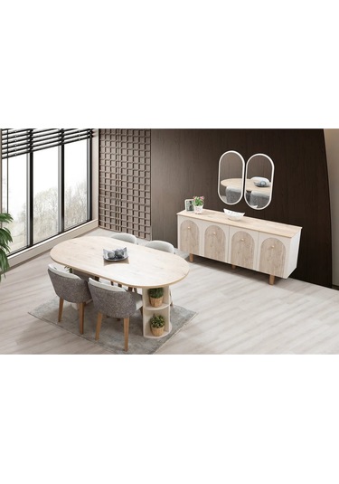Eris Yemek Odası Takımı Yemek Masası + 4 Adet Sandalye Beyaz