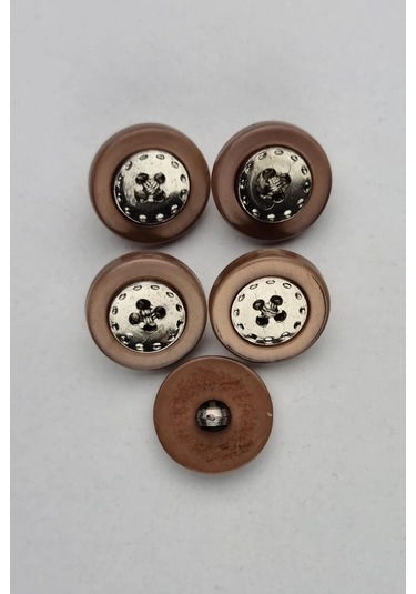 Küçük Ortası Metal Akrilik Açık Kahve Kaban Çeket Hırka Yelek Düğmesi 5 Adet