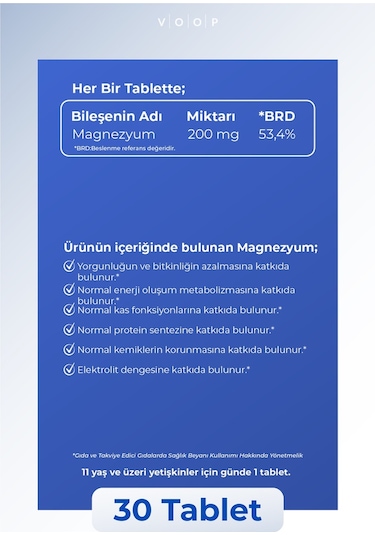 Voop Magnezyum 200mg 30 Tablet