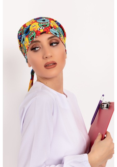 Susam Sokağı Desenli Tesettür Doktor Hemşire Hastane Aşçı Cerrahi Çok Renkli
