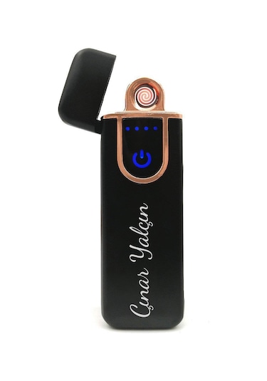 Kişiye Özel Dokunmatik Siyah USB Çakmak & Roller Kalem & Siyah Defter & Siyah Kupa Premium Hediye Seti