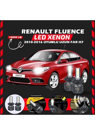 Renault Fluence 2010-2016 Uzun Far Uyumlu Şimşek Etkilii Led Xenon Premium Series H7