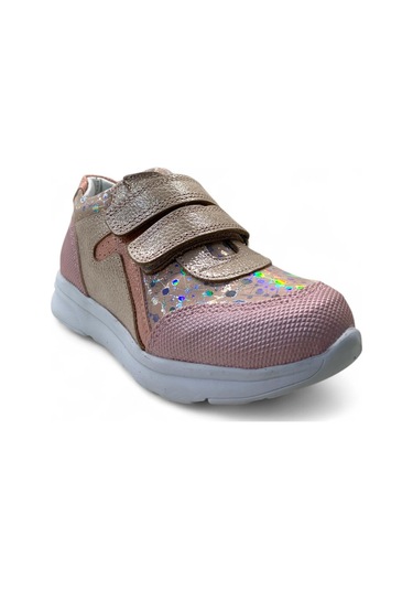 606 Hafif Kız Çocuk Okul Öncesi Deri Sneaker Pudra