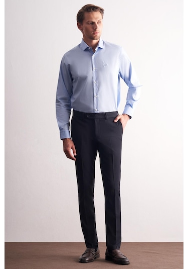 Lacivert Yan Cep Açık Paça Esnek Slim Fit Classic Casual Pantolon 1003255153 Lacivert