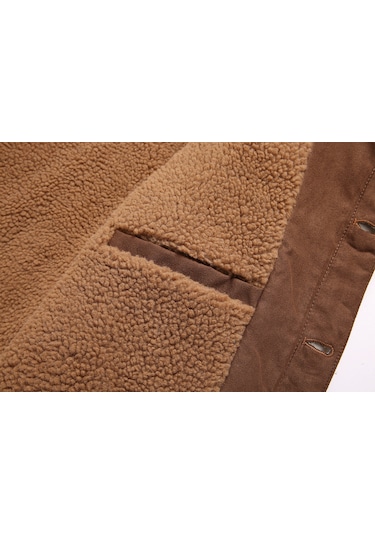 Yeni Erkek Süet Yakalı Peluş Ceket Kahverengi