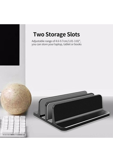Wezone Ayarlanabilir Dikey Dizüstü Bilgisayar Standı - Alüminyum Alaşımlı, 2 Yuvalı Tablet Ve Laptop Tutucu, Gümüş