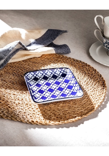Madame Coco Rêve Bleu Brest New Bone China Kare Tabak 1ktaba103012,5x12,5x2,2cm-mavi