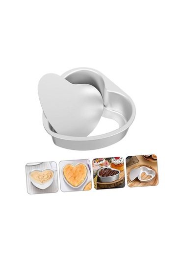 Kek Kalıbı Kalpli Bisküvi Kalp Şeklinde Alüminyum 1 Adet Ağız Çapı 20 Cm Yükseklik 5,5 Cm Gri
