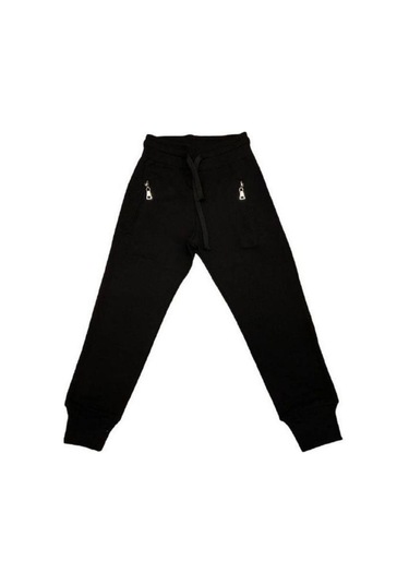 Çocuk Beli Paçası Lastikli Eşofman Alt-14846 Siyah