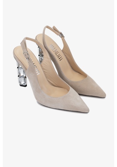 Valmenti Livio Kadın Bej Süet Hakiki Deri Topuklu Ayakkabı 22 3134 Bn Ayk Y24 Bej