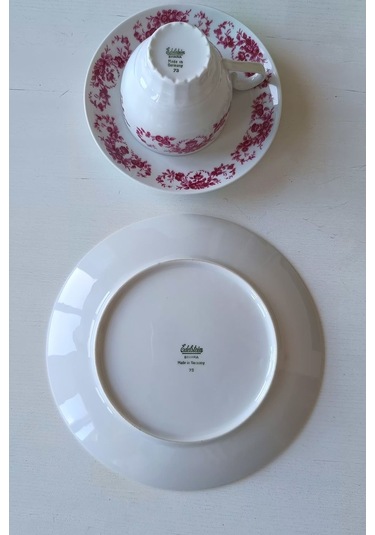 Edelstein 73 Pembe Gül Desenli Vintage Çay Fincanı Seti 3 Parça Pembeçiçek