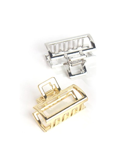 Moveevo Klasik Geometrik Kare Desenli Metal Alaşım Saç Kapağı - Yıkama Ve Günlük Kullanim Icin Sabit Tutucu - Parlak Altin