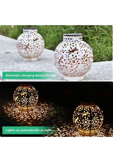 Sones Sz-20004 Güneş Feneri Dövme Demir İçi Boş Çim Lambası Açık Bahçe Dekoratif Lambası Bronz