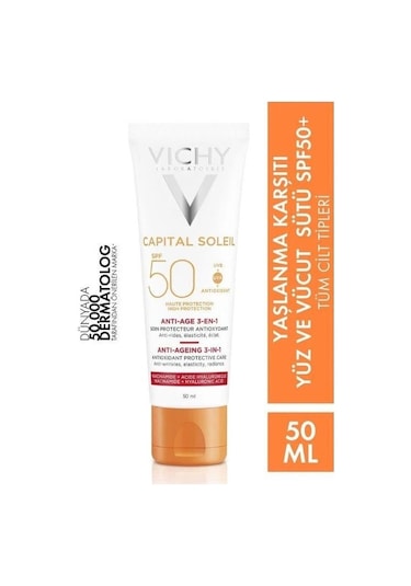 Vichy Capital Ideal Soleil Anti-Age 3-In-1 Antioxidant Güneş Kremi Spf 50 50 ML