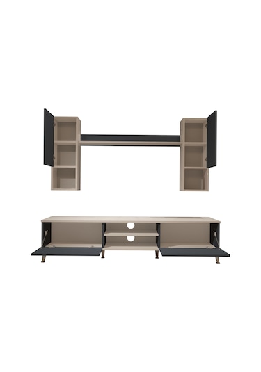 Decoraktiv Eko 5da Mdf Dvd Gold Tv Ünitesi Tv Sehpası Beyaz - Antrasit