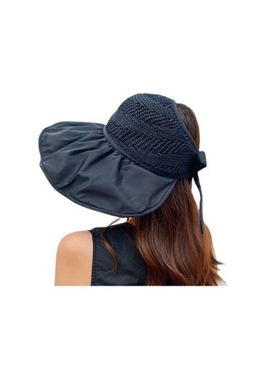 Kadınlar İçin Uv Işınlarına Karşı Koruyucu Güneş Şapkası - Geniş Kenarlı Yazlık Aksesuar Siyah