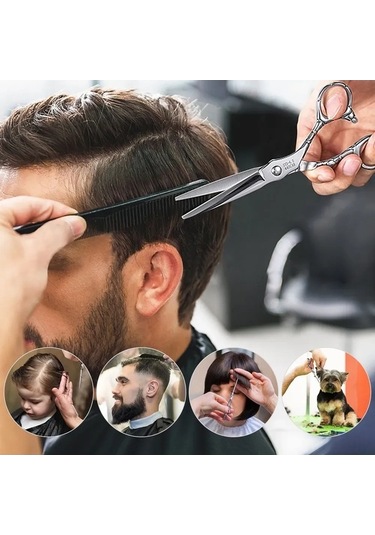 Pazly Profesyonel Saç Kesim Makası Gümüş Renk - Kaliteli Ve Hassas Gümüş