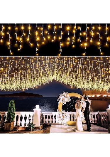 3 Metrelik Sarkıt Led Işık, 96 Ledli, Günışğı Fişli Eklenebilir Model Yılbaşı Perde Led Işığı