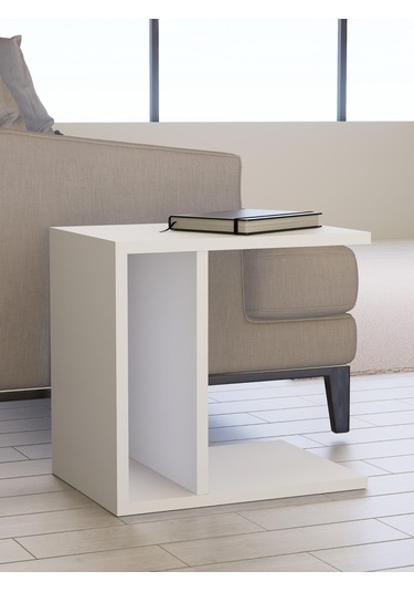 Detamob Fonksiyonel Yan Sehpa, Zigon Sehpa Mdf Beyaz