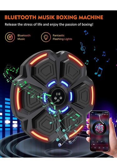 Bluetooth Hoparlör Özellikli Duvar Boks Makinesı 9 Mod Seviye Ayarlı Müzikli Boks Makinesı Siyah