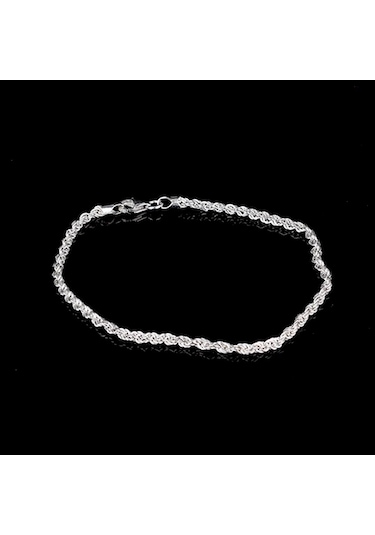 İpek Silver 925 Ayar Gümüş Halat Zincirli Erkek Bileklik Gümüş