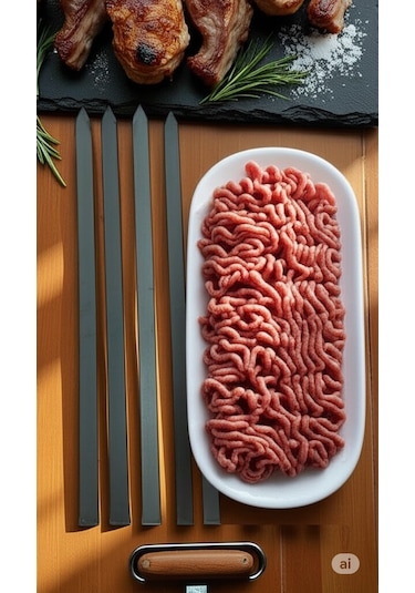 10 Adet Adana Kebap Beyti Şişi En 2.5 Cm,boy 60 Cm,kıyma Şişi