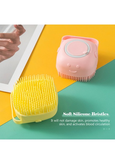 Padalink Kedi Köpek Yumuşak Silikon Duş Fırçası - Sabun Dağıtıcı İle Masaj Ve Temizlik Sarı