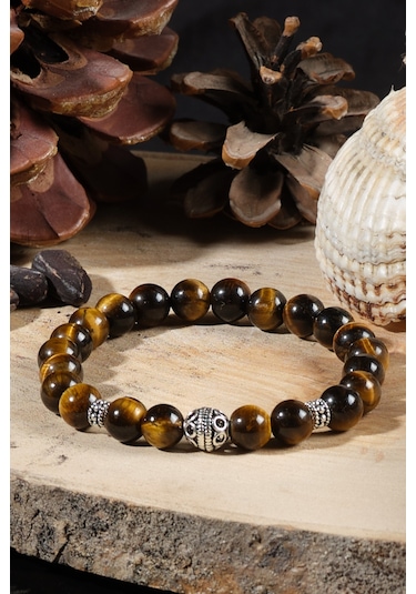 Ssilhoutte Doğaltaş Doğal Taş Kaplangözü Erkek Doğal Taş 925 Ayar Gümüş Güç Cesaret Bilekliği Çok Renkli