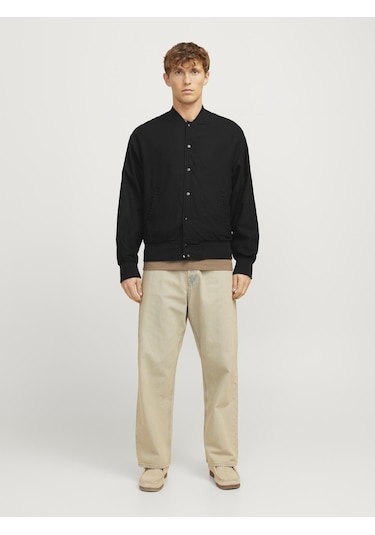 Beyzbol Yaka Nervürlü Mansetler Otw Bomber Ceket - Ario - 12268716 Black