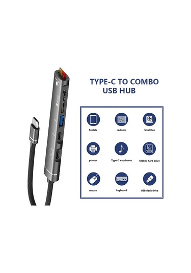 Cbtx Svt01 Type-c Bağlantı İstasyonu Cep Telefonları İçin Çoklu Bağlantı Noktalı Usb Hub Adaptörü - Koyu Gri