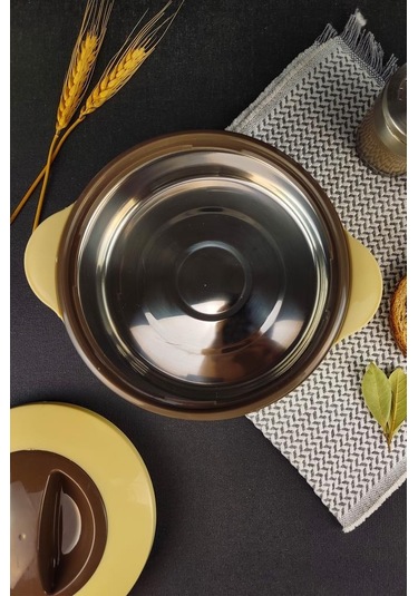 Digithome Paslanmaz Çelik Hazneli Yemek Termosu 1000 ML Bej - Ckr3149